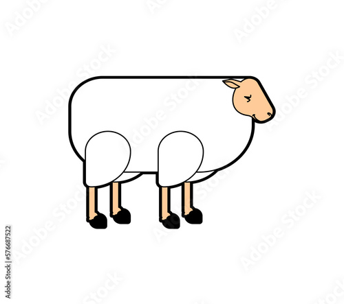 Sheep linear illustration. ewe isolated. Vector illustration