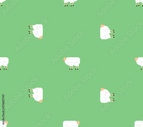 Sheep pixel art pattern seamless. ewe 8 bit background. pixelated Vector texture