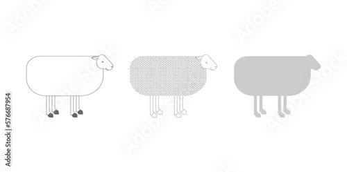 Sheep linear set. ewe isolated. Vector illustration