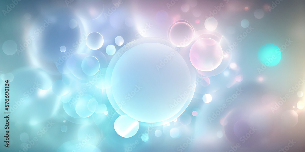 Cosmic blue bokeh abstract banner background. Created with Generative AI.