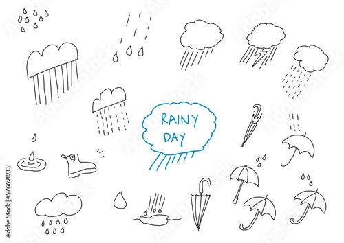 Rain icons set. Weather icon collection. Rainy day symbol set. Vector