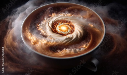  a cup of coffee with a swirl in the middle of it. generative ai