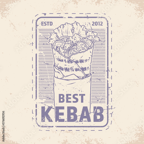 Doner kebab vintage logotype monochrome