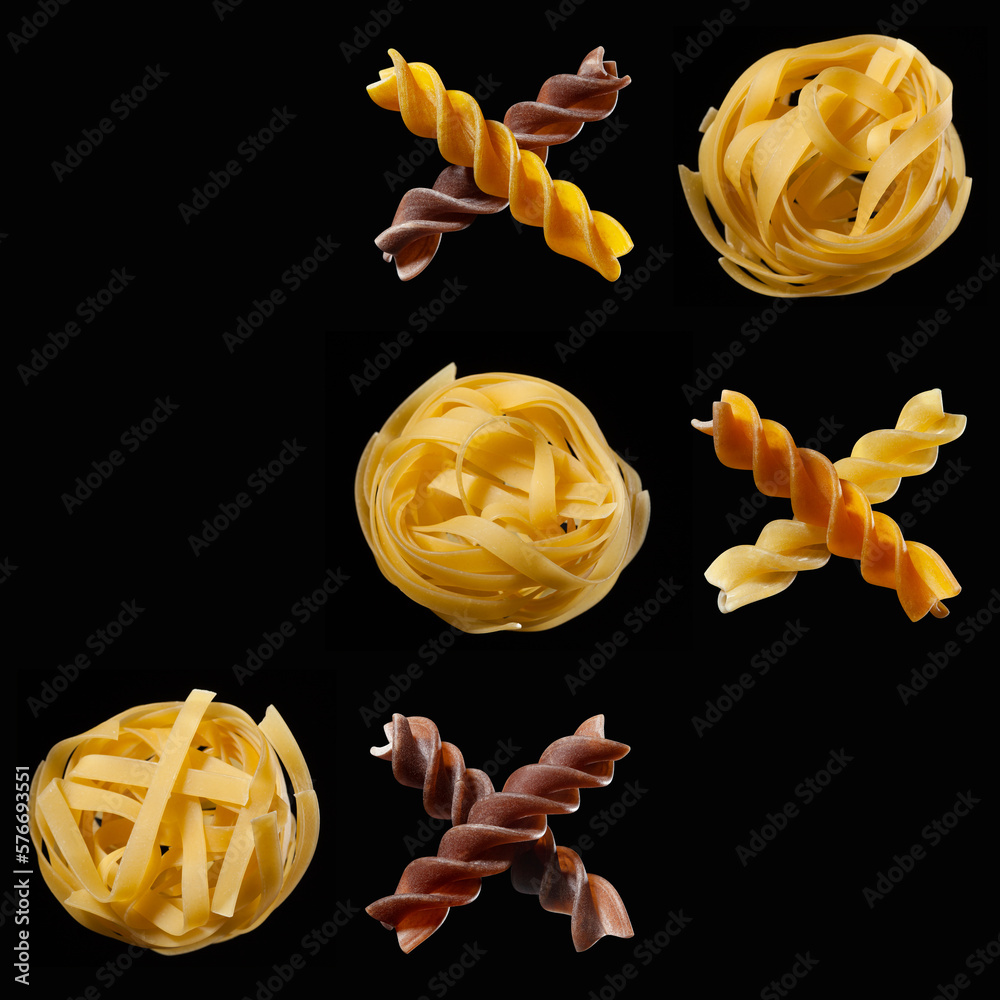 Fusilli and tagliatelle tictactoe, noughts and crosses, corkscrew