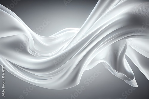 Ethereal Flying Light Silk Fabric. Minimalist Abstract Light Banner Background. Generative AI