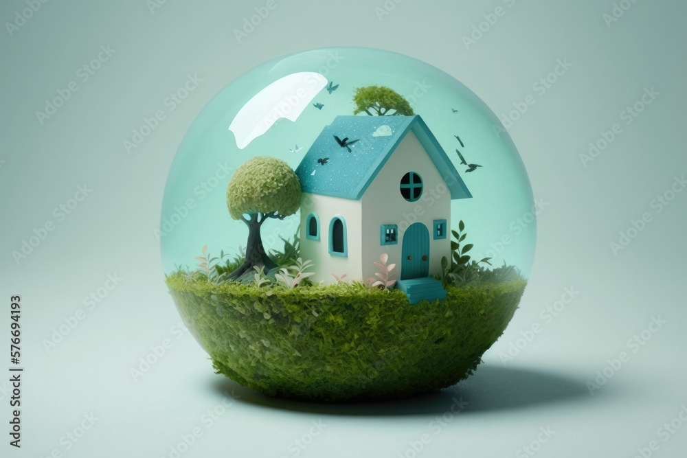 Saving the Planet With A Green Glass Globe Resting On A Bed Of Moss. Generative AI