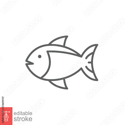 Fish line icon. Simple outline style. Sea life, tuna, pisces concept for food template design. Vector illustration isolated on white background. Editable stroke EPS 10.