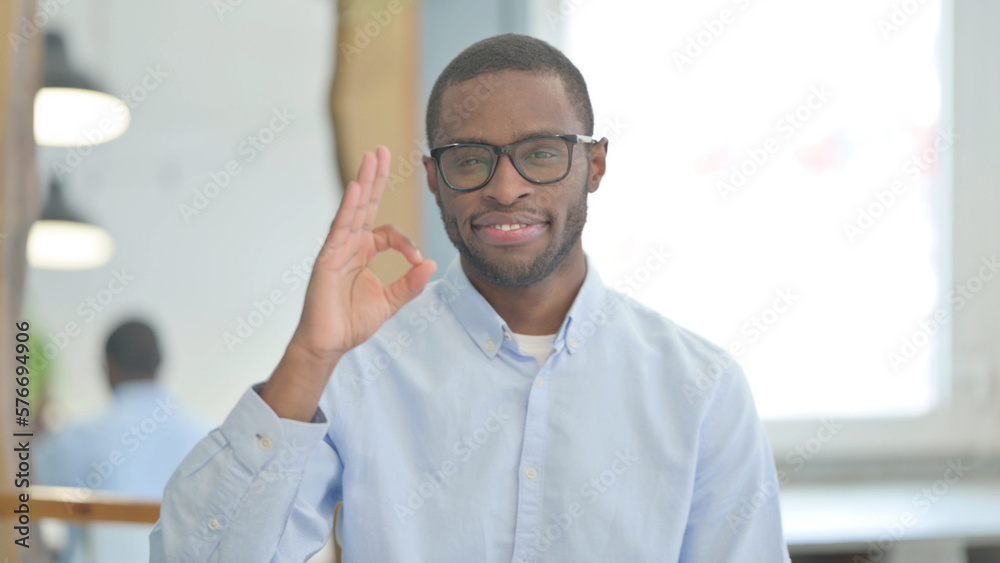 Portrait of African Man with Ok Sign Portrait of African Man with Ok Sign