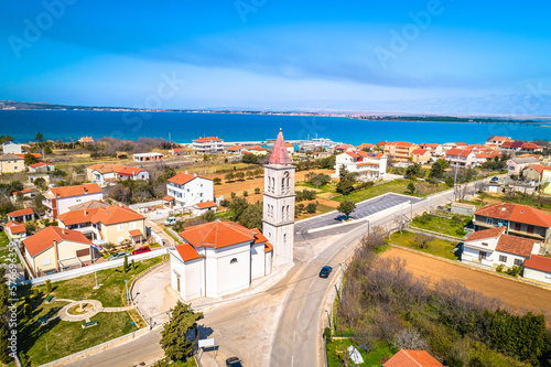 Coastal village of Privlaka aerial view photo