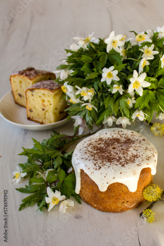 easter bread with cream and herbs