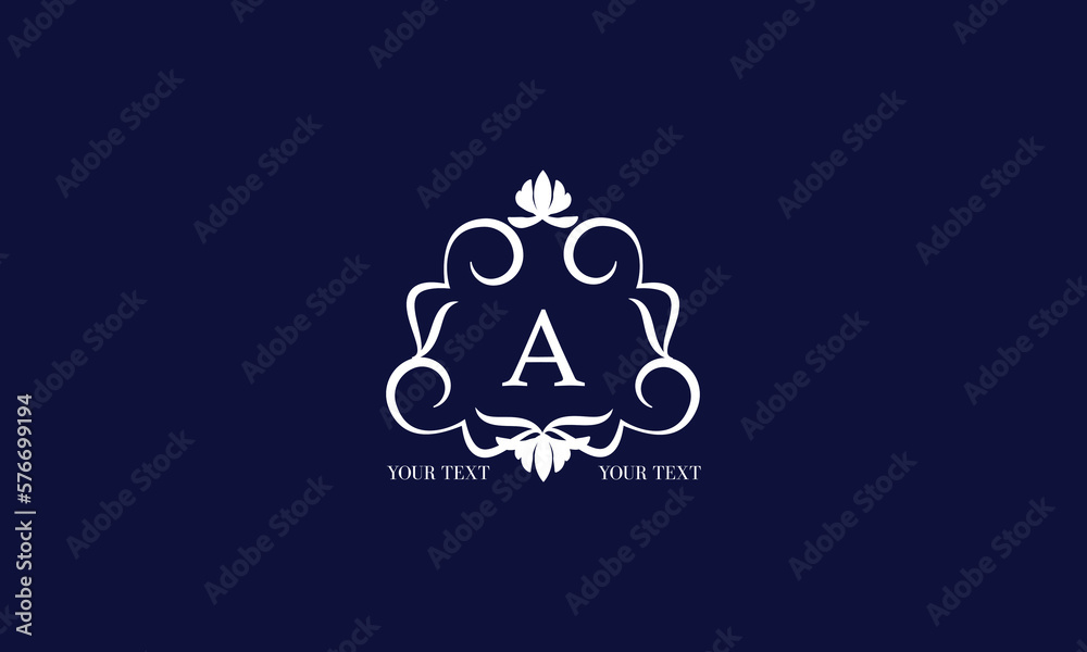 Luxury calligraphic logo with decorative frame and centered letter A. Floral monogram template for restaurant, royalty, boutique, cafe, hotel, heraldry, jewelry, fashion. Luxury calligraphic logo with decorative frame and centered letter A. Floral monogram template for restaurant, royalty, boutique, cafe, hotel, heraldry, jewelry, fashion.