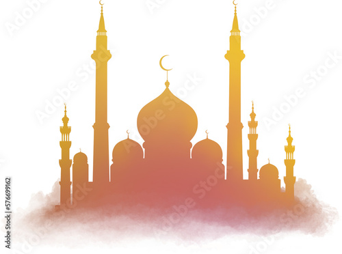 Canvas Print Eid Ramadan, Mosque watercolor gradient painting