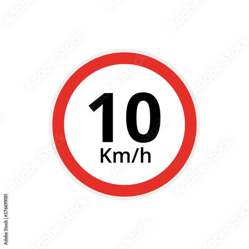 Wallpaper Mural Vector illustration of 10 kilometers per hour speed limit sign, traffic sign flat icon. Torontodigital.ca