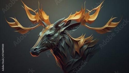 Abstract Doe, a gazelle-looking Animal wallpaper. low poly Deer background generative ai 