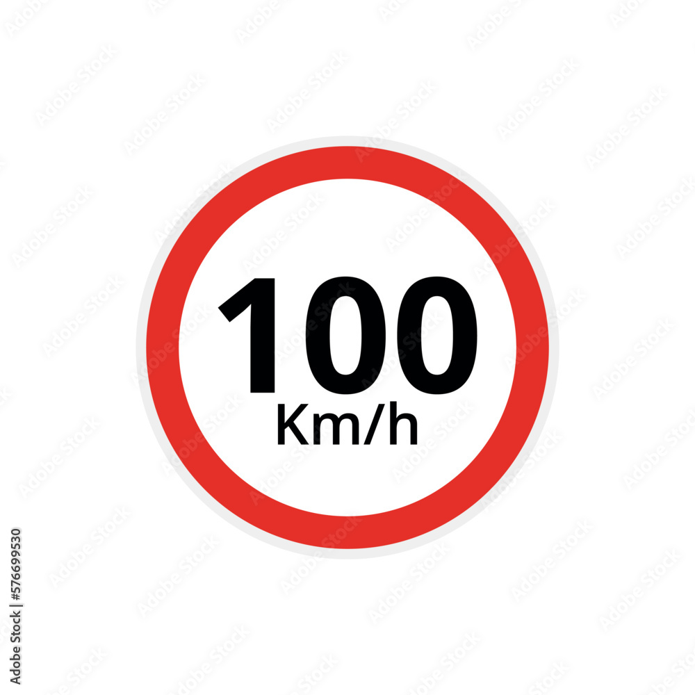 Vector illustration of 100 kilometers per hour speed limit sign, traffic sign flat icon. Vector illustration of 100 kilometers per hour speed limit sign, traffic sign flat icon.