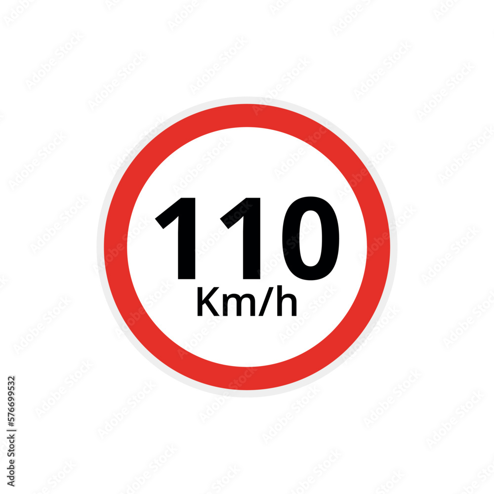 Vector illustration of 110 kilometers per hour speed limit sign, traffic sign flat icon. Vector illustration of 110 kilometers per hour speed limit sign, traffic sign flat icon.