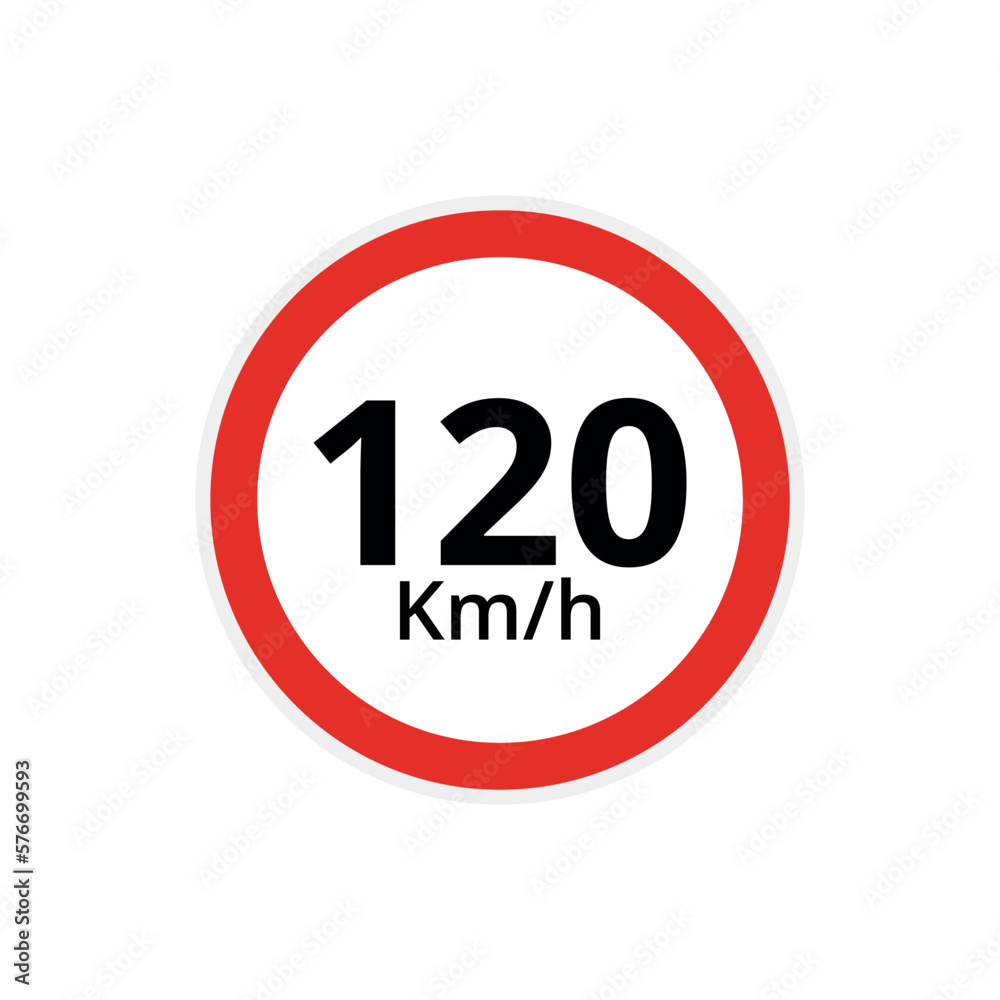 Vector illustration of 120 kilometers per hour speed limit sign, traffic sign flat icon. Vector illustration of 120 kilometers per hour speed limit sign, traffic sign flat icon.