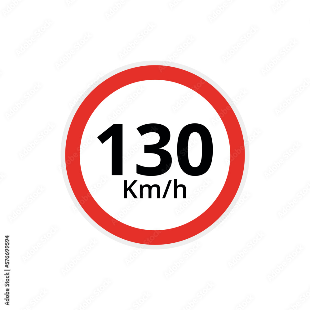 Vector illustration of 130 kilometers per hour speed limit sign, traffic sign flat icon. Vector illustration of 130 kilometers per hour speed limit sign, traffic sign flat icon.