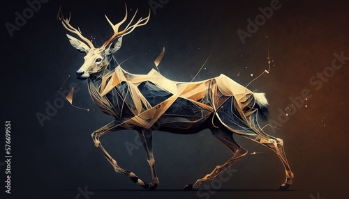 Abstract Doe  a gazelle-looking Animal wallpaper. low poly Deer background generative ai 