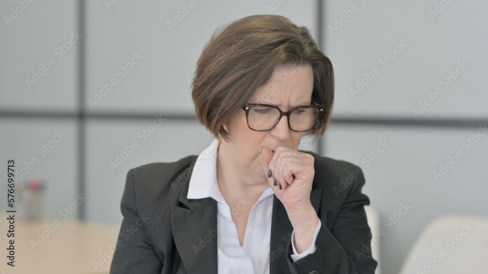 Portrait of Senior Old Businesswoman suffering with Cough Portrait of Senior Old Businesswoman suffering with Cough