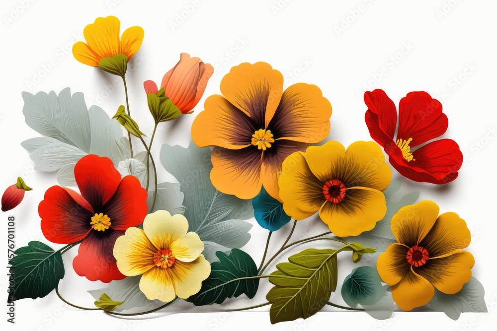 Bright flowers. Isolated on white background