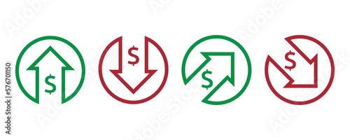 Dollar increase decrease dollar price icon dollar exchange rate money symbol eps10