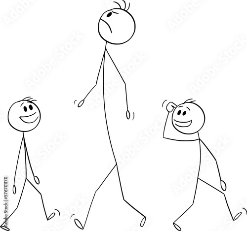 Conceited, Vain or Arrogant Person , Vector Cartoon Stick Figure Illustration
