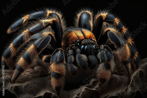 illustration, hameriiseen tarantula species on black background, ai generative