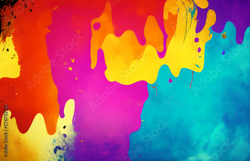 Abstract grunge art background texture with colorful paint splashes.