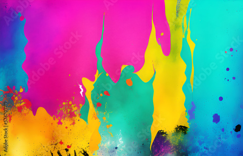 Abstract grunge art background texture with colorful paint splashes.