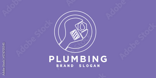 Plumbing logo with modern style premium vector