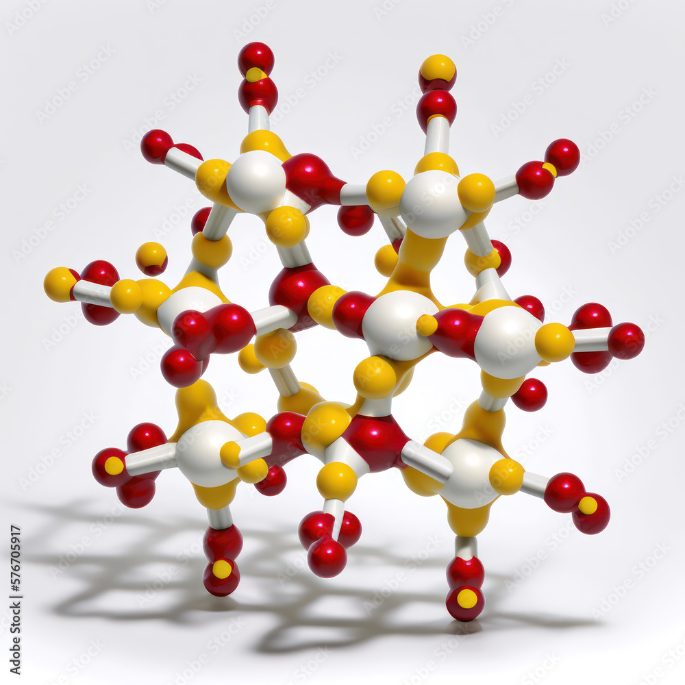 Structure 3D d'une molécule colorée avec atomes et liaisons atomiques Structure 3D d'une molécule colorée avec atomes et liaisons atomiques