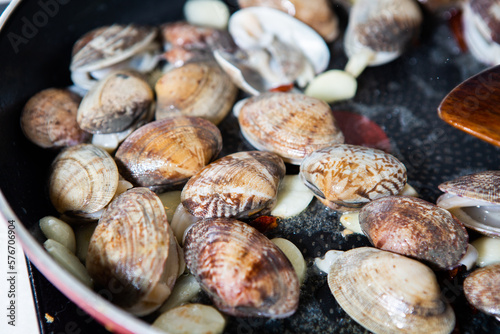 Today's menu is clam pasta