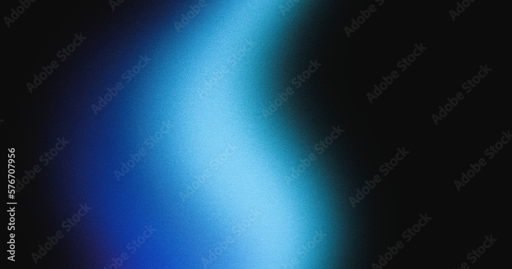 Abstract blue colors gradient wave on black background, blurry lights on dark noise texture, copy space - obrazy, fototapety, plakaty 