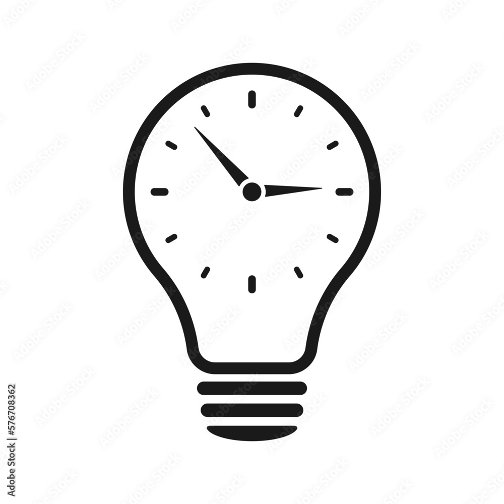 Clock inside a light bulb. Vector illustration Clock inside a light bulb. Vector illustration