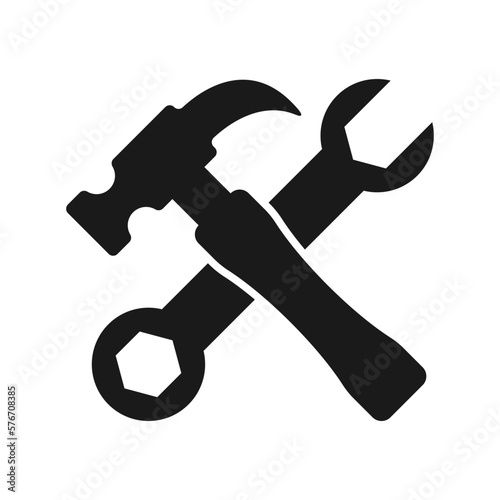 Vector illustration of wrench and hammer