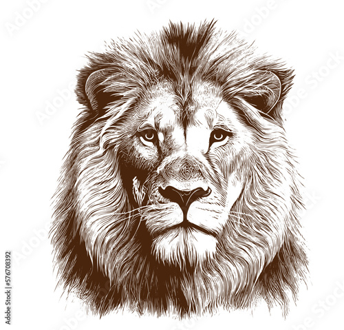Fototapeta Naklejka Na Ścianę i Meble -  Lion portrait sketch hand drawn in doodle style Vector illustration Animal