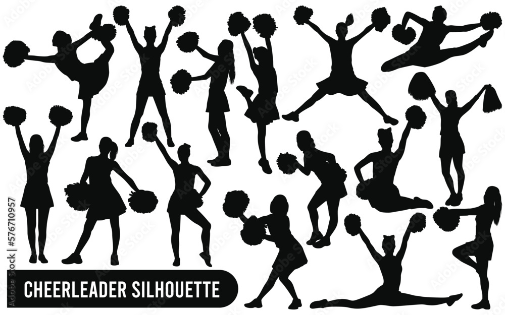 Vector collection of cheerleader silhouette in different positions