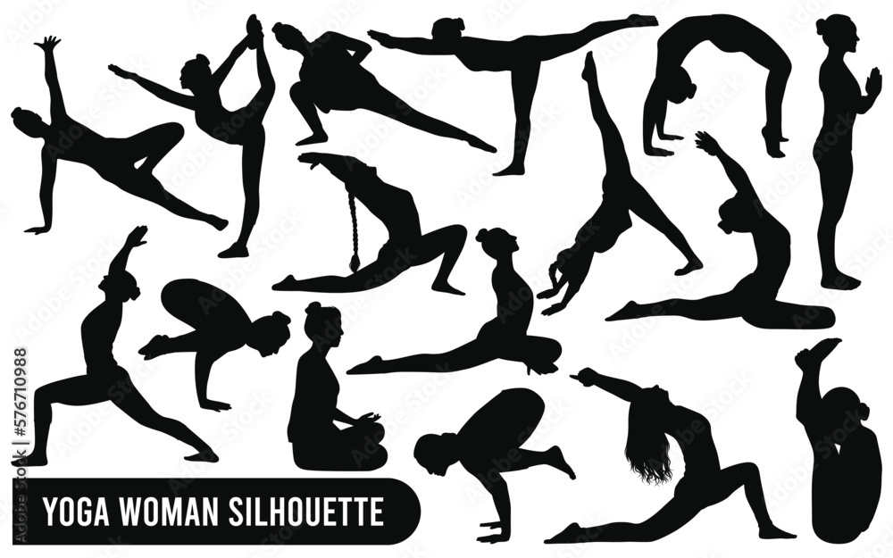 Vector yoga or exercise silhouettes vector collection Vector yoga or exercise silhouettes vector collection