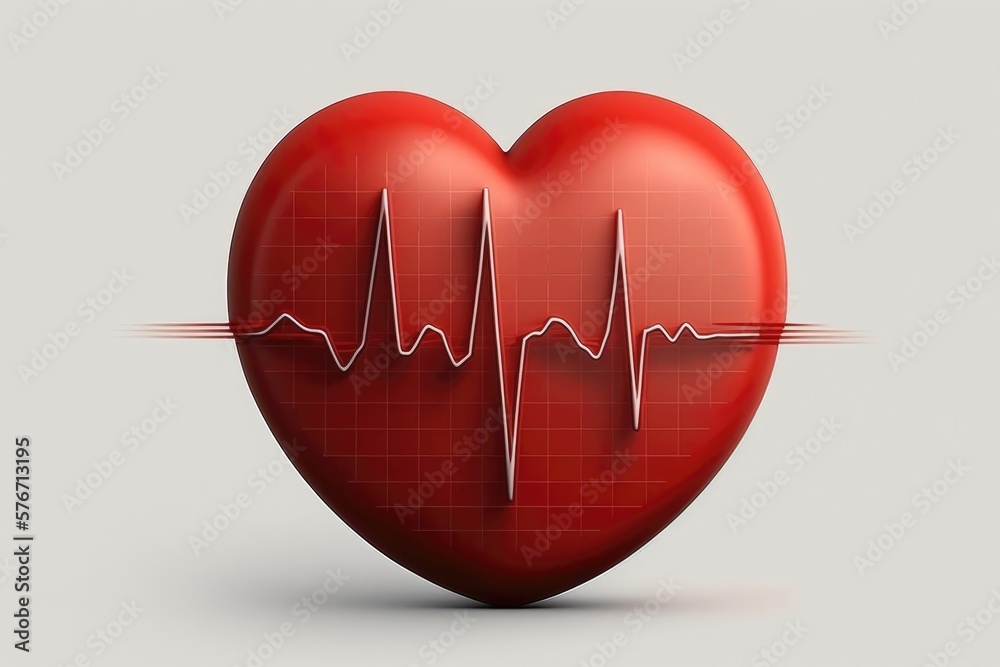Heart with EKG. Red heart icon clear background. Generative AI Heart with EKG. Red heart icon clear background. Generative AI