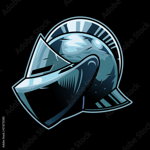 Knight head Helmet in Hand Drawn Style