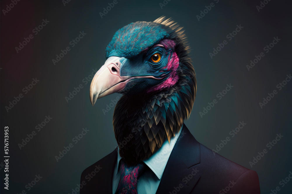 Vulture in a business suit ,made with Generative AI