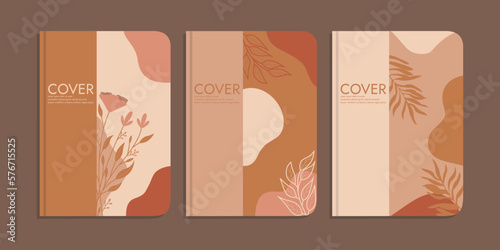 set of book cover designs with hand drawn floral decorations. abstract botanical background. size A4 For notebooks  planners  invitation  brochures  books  catalogs