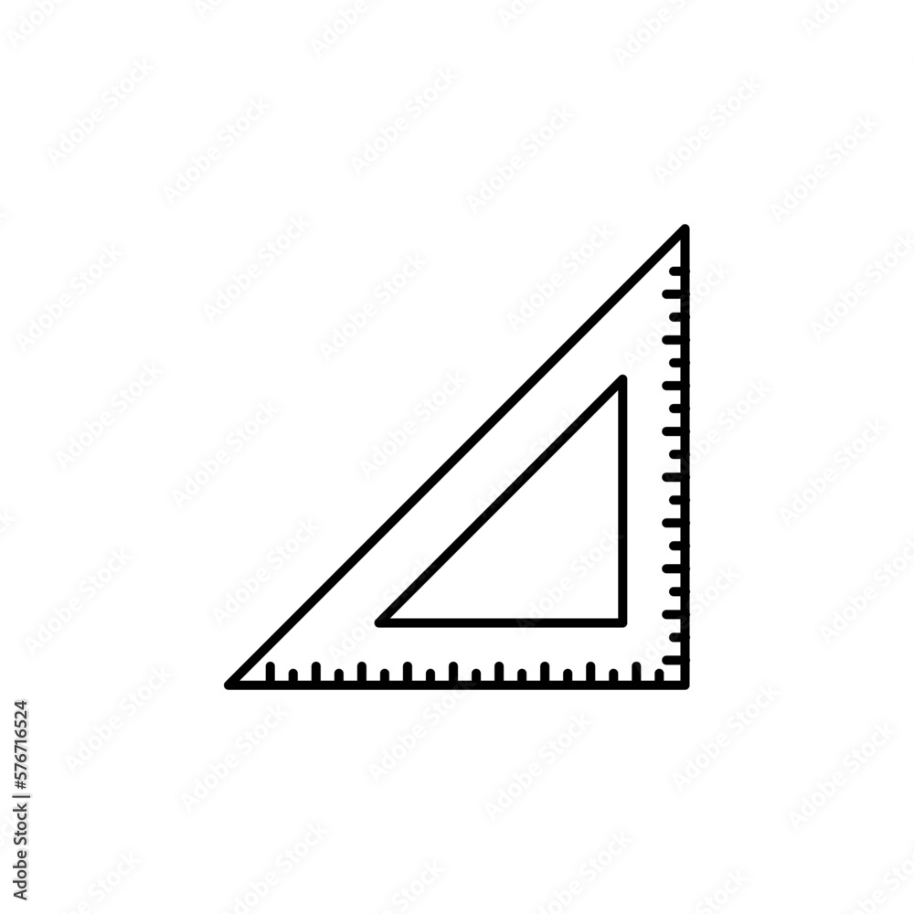 Triangular ruler outline icon. Simple vector for UI and UX, website or mobile application on white background Triangular ruler outline icon. Simple vector for UI and UX, website or mobile application on white background