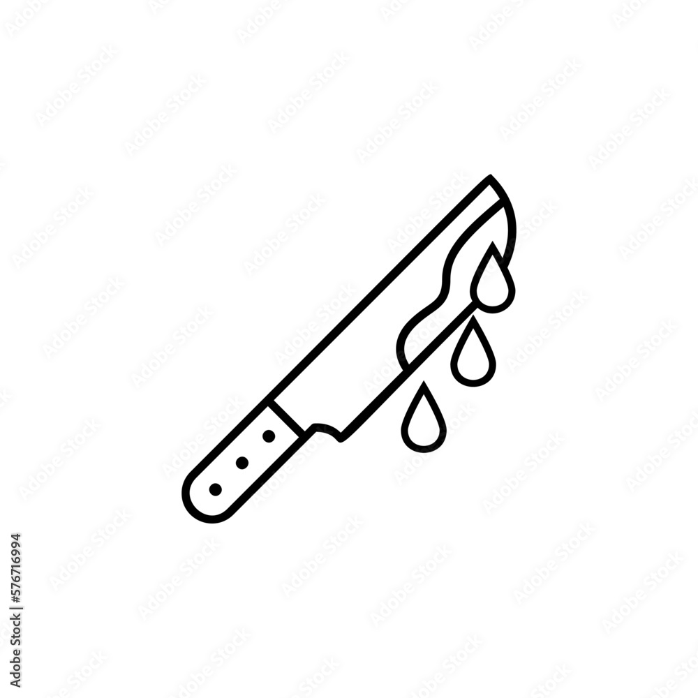 Knife and Blood icon. Simple outline vector of halloween for UI and UX, website or mobile application on white background Knife and Blood icon. Simple outline vector of halloween for UI and UX, website or mobile application on white background