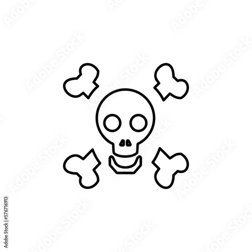 Bones and Skull icon. Simple outline vector of halloween for UI and UX, website or mobile application on white background