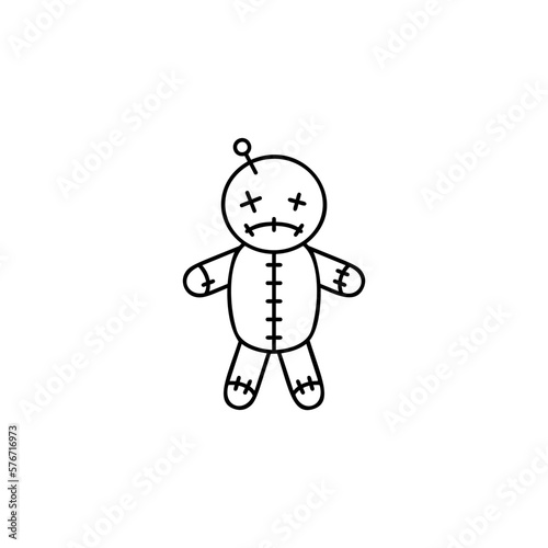 Voodoo Doll icon. Simple outline vector of halloween for UI and UX, website or mobile application on white background photo