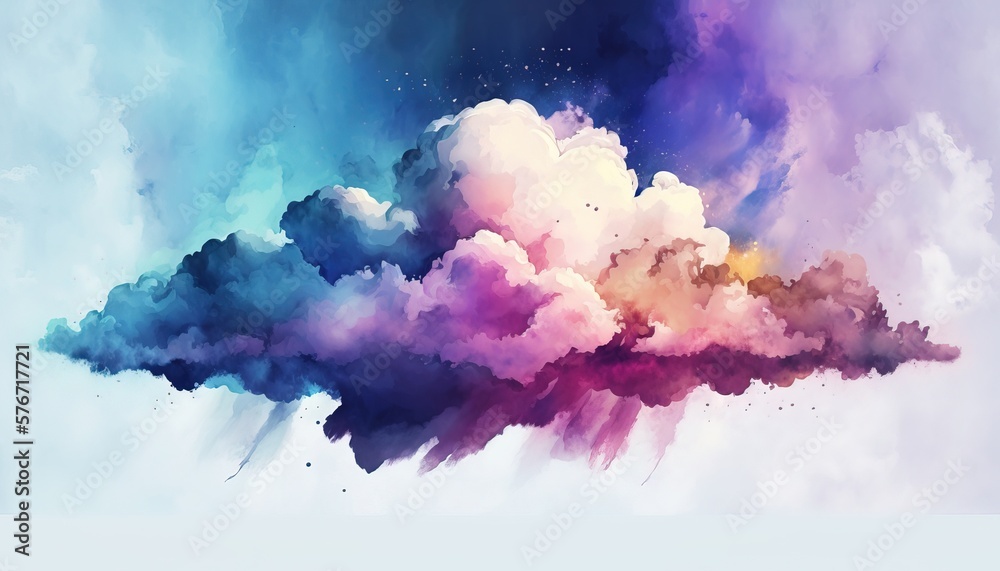 colorful watercolor splashart explosion texture background wallpaper illustration clouds created with generative ai technology