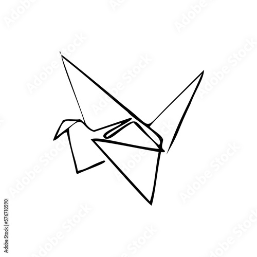 origami, crane sketch vector illustration on a transparent background