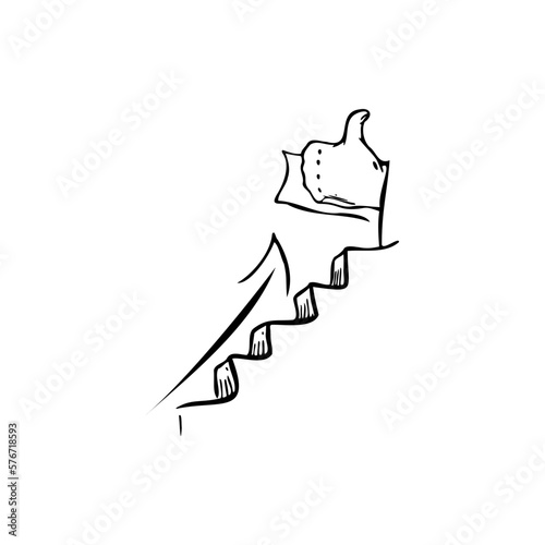 Up arrow, ladder, like sketch vector illustration on a transparent background